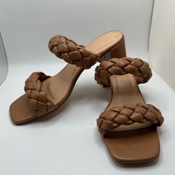 CUSHIONAIRE Women's braided Heel Sandal +Memory Foam 9 WIDE TAN - Picture 7 of 7